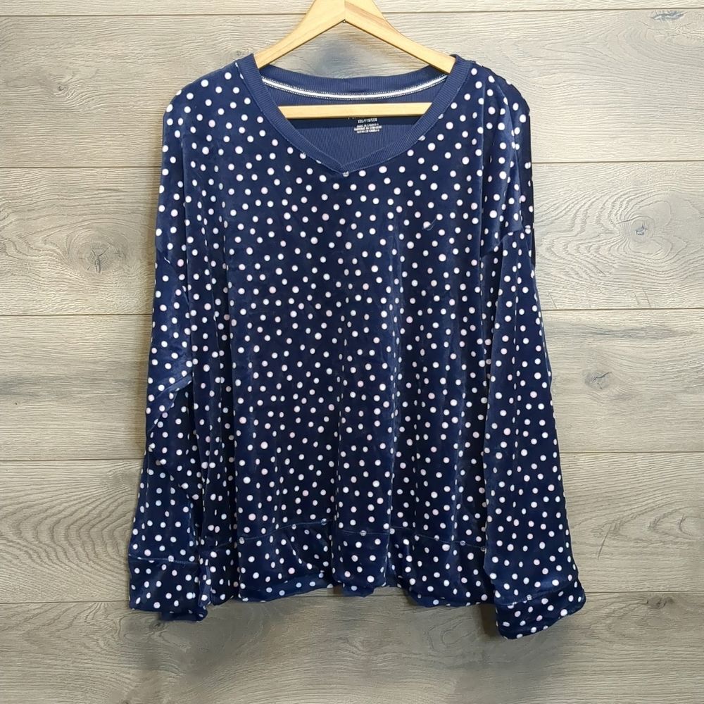Nautica Fleece Polka Dot Pajama Sweater Top Women's Plus Size XXL